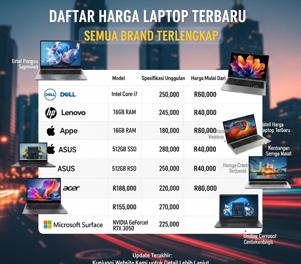 Daftar Harga Laptop Terbaru Semua Brand Terlengkap