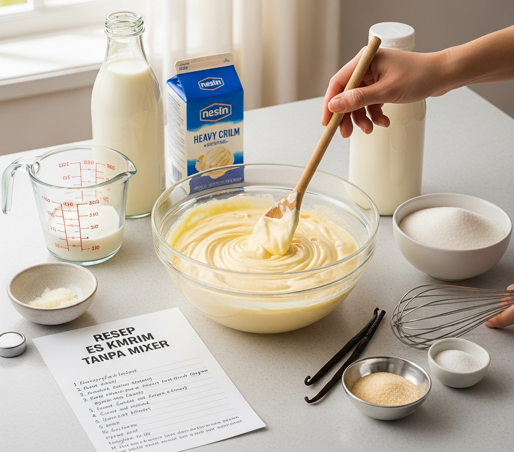 Resep dan Cara Membuat Es Krim Rumahan Tanpa Mixer yang Lembut